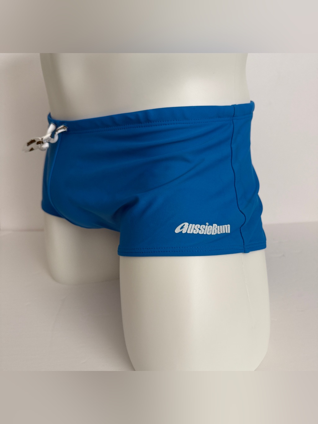 Aussiebum Mens Blue Swim Trunk Square Cut Swimwear Size L Made In Australia
